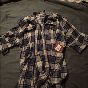 Mossimo Supply Co. Navy and White Plaid Shirt